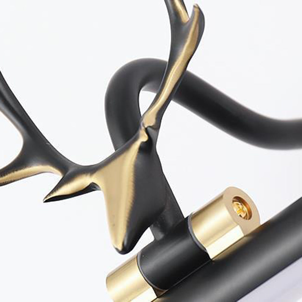 Arisha Decorative Deer Mirror Front Vanity Wall Lamp, Black/Gold - Neutral Decor
