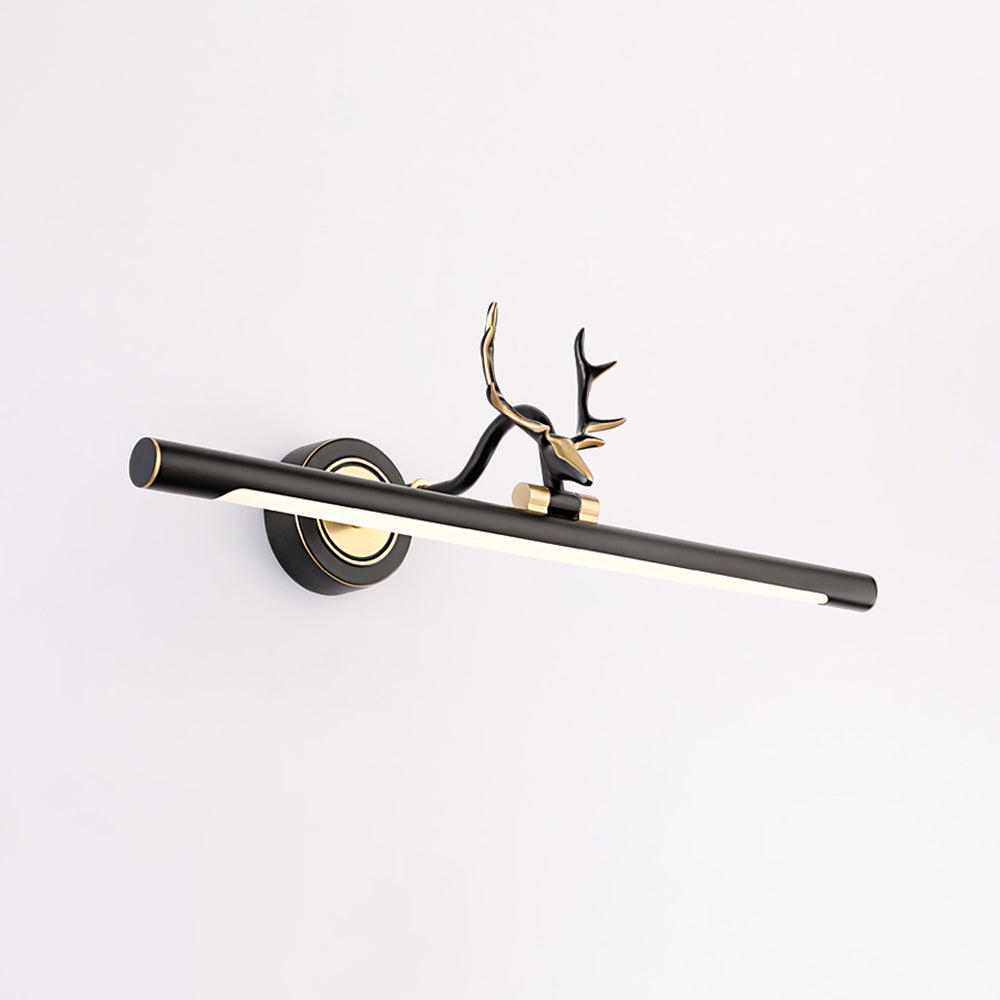 Arisha Decorative Deer Mirror Front Vanity Wall Lamp, Black/Gold - Neutral Decor