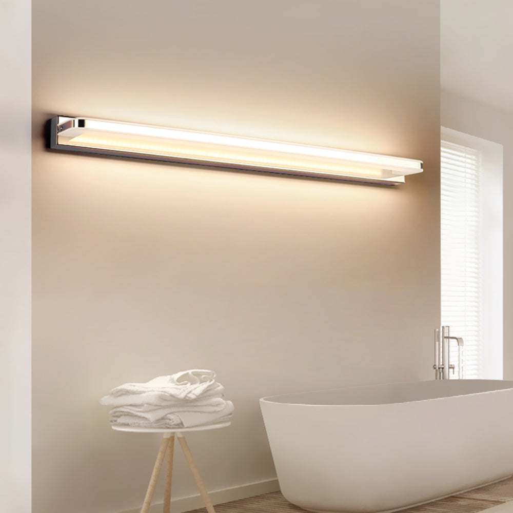 Arisha Nordic Linear Metal Mirror Front Wall Lamp, Chrome/Black - Neutral Decor