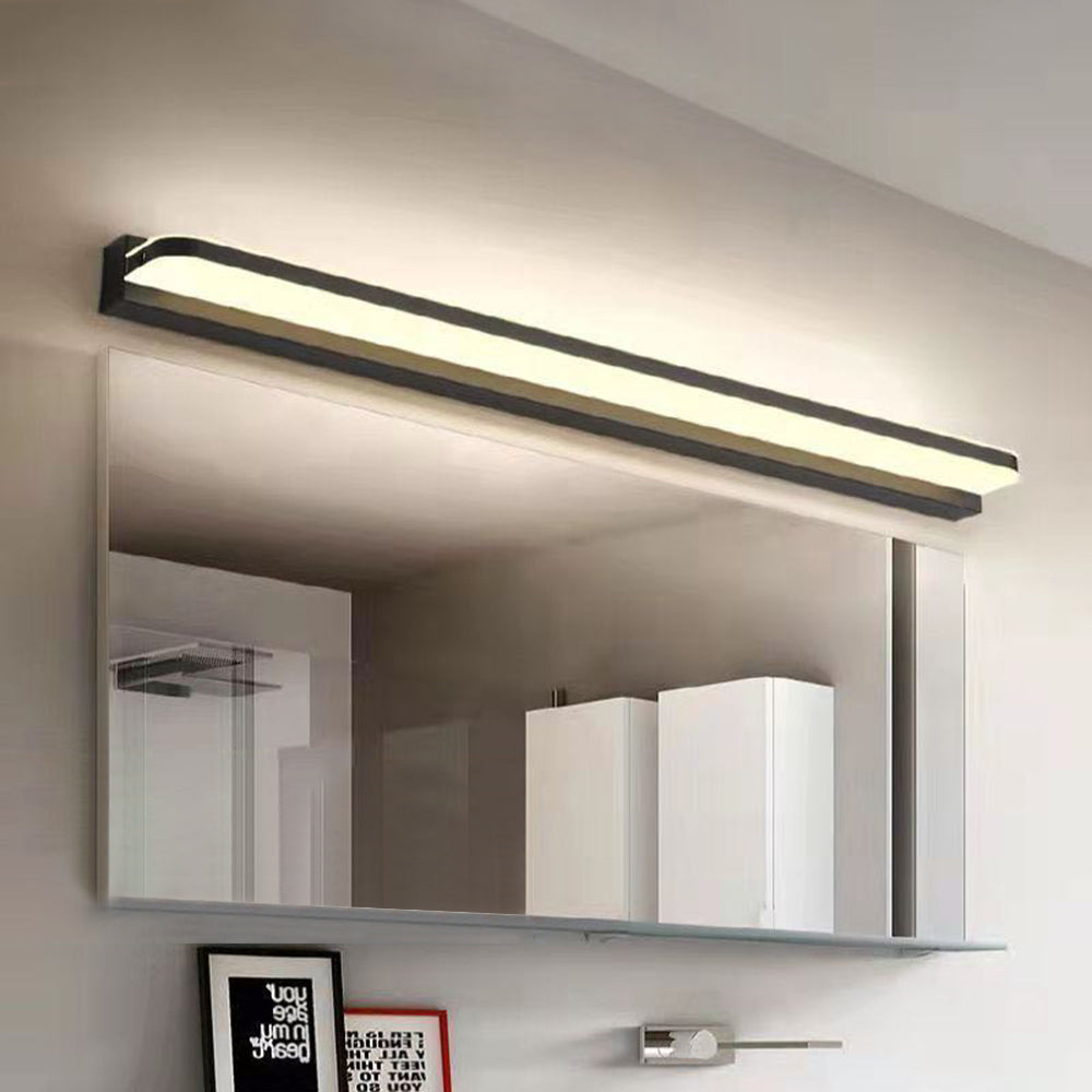 Arisha Nordic Linear Metal Mirror Front Wall Lamp, Chrome/Black - Neutral Decor