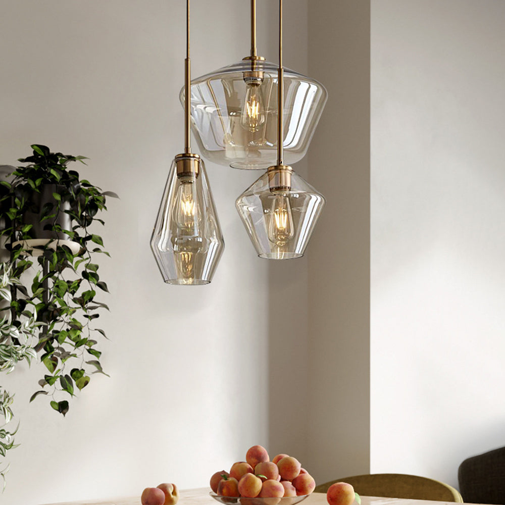 June Pendant Light Glass, Clear/Amber Diamond shape-Neutral Decor