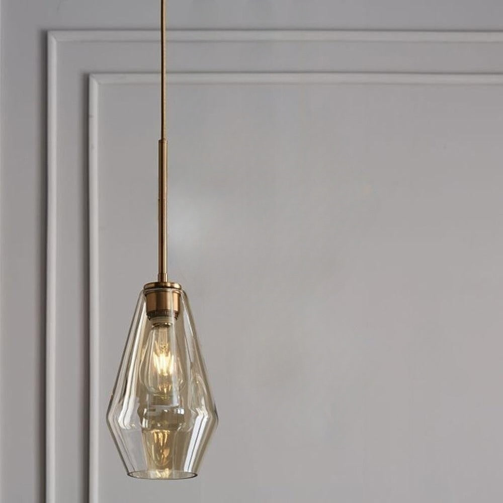 June Pendant Light Glass, Clear/Amber Diamond shape-Neutral Decor