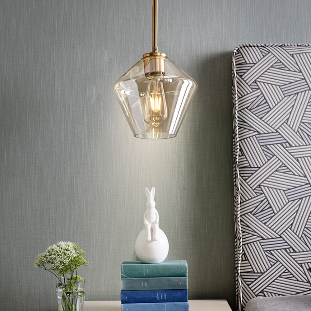 June Pendant Light Glass, Clear/Amber Diamond shape-Neutral Decor