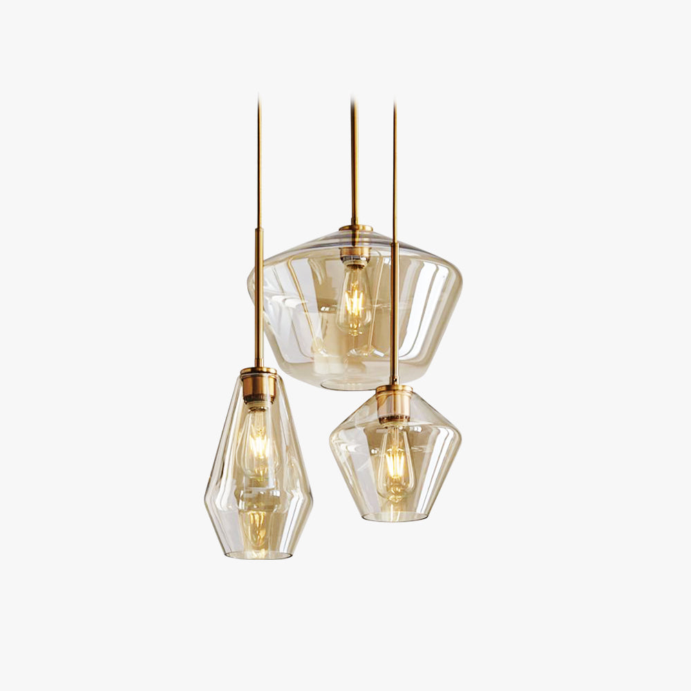 June Pendant Light Glass, Clear/Amber Diamond shape-Neutral Decor