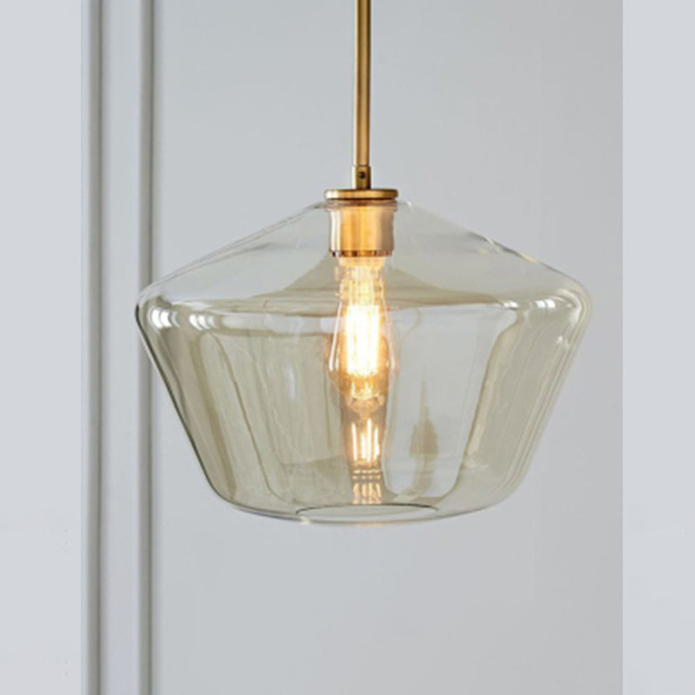 June Pendant Light Glass, Clear/Amber Diamond shape-Neutral Decor