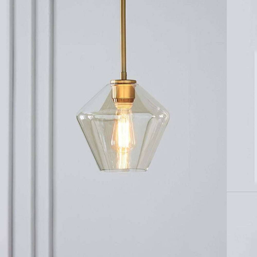 June Pendant Light Glass, Clear/Amber Diamond shape-Neutral Decor