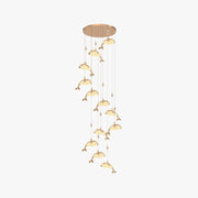 Arisha Modern Dolphin Metal Pendant Light, Gold, Metal/Acrylic - Neutral Decor
