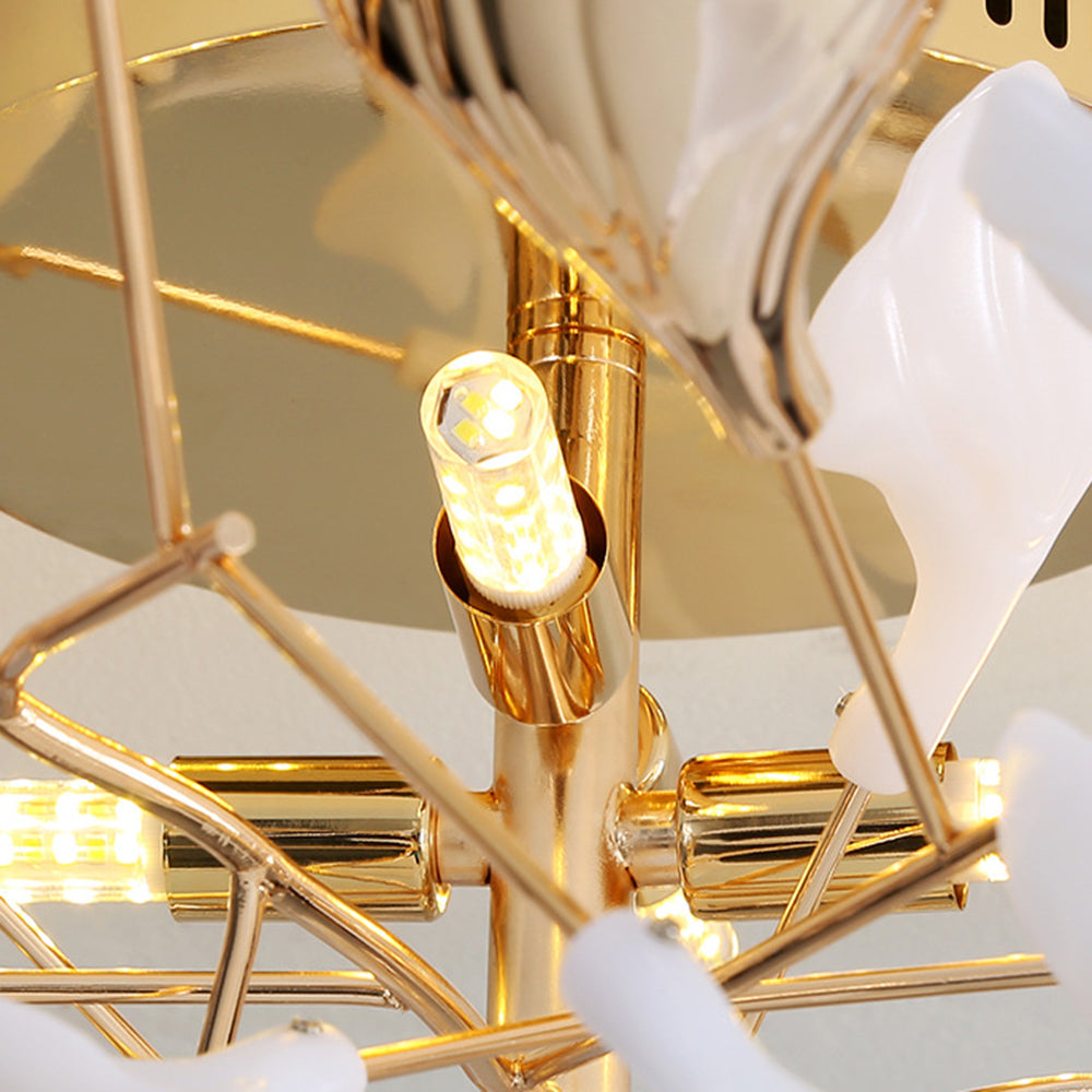 Olivia Elegant Leaf Ceramic/Metal Flush Mount Ceiling Light, Gold - Neutral Decor