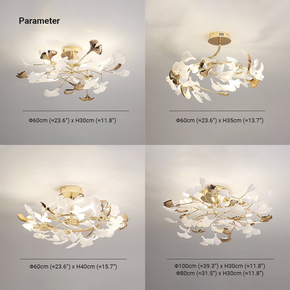 Olivia Elegant Leaf Ceramic/Metal Flush Mount Ceiling Light, Gold - Neutral Decor