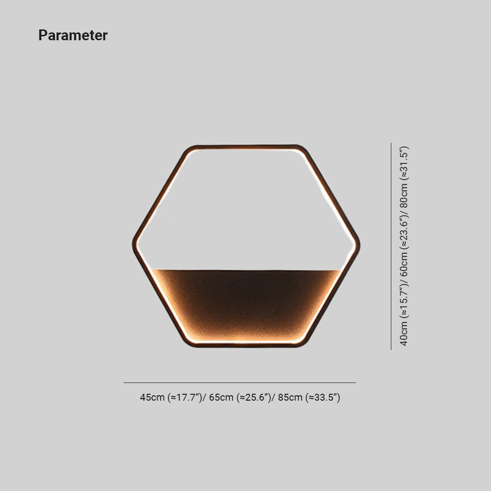 Ray Minimalist Hexagonal Ring With Shelf Metal Outdoor Wall Lamp, Black - Neutral Decor