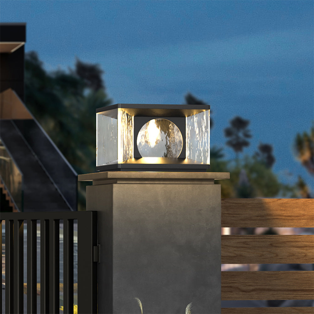 Ray Modern Transparent Rectangular Metal Glass Outdoor Floor Lamp, Black - Neutral Decor