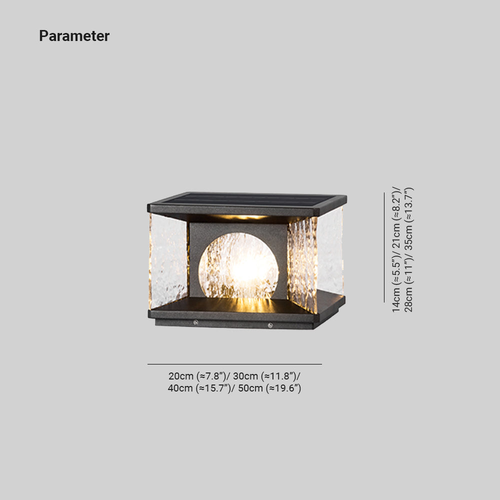 Ray Modern Transparent Rectangular Metal Glass Outdoor Floor Lamp, Black - Neutral Decor