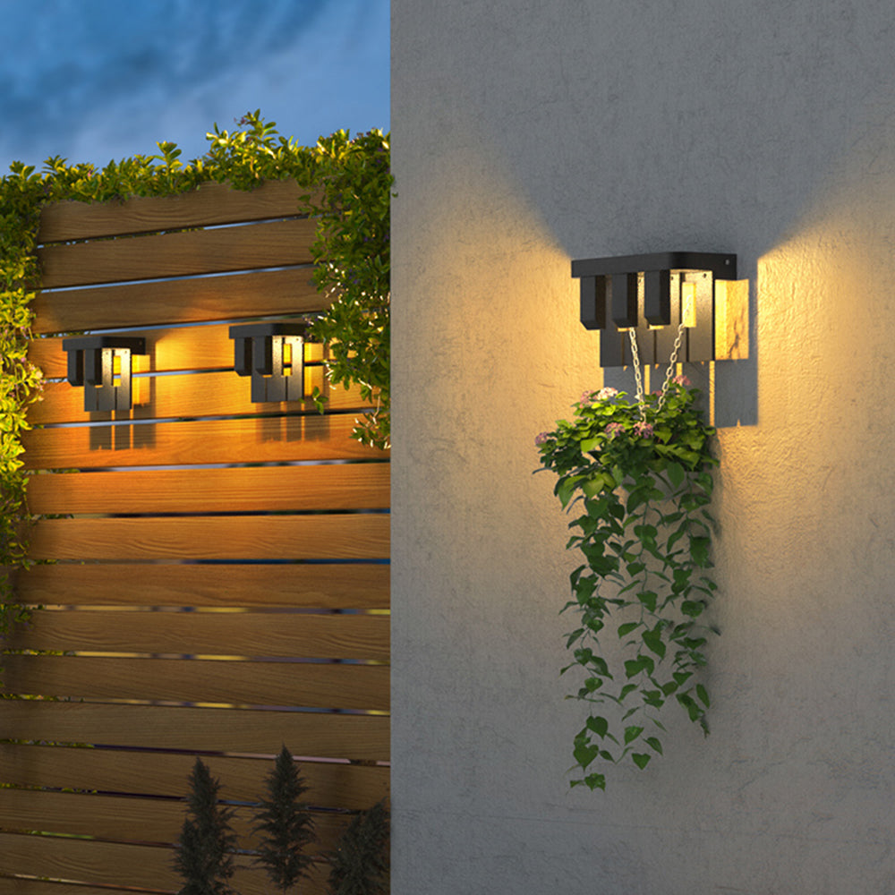 Ray Modern Minimallist Metal Solar Outdoor Garden/Yard Wall Lamp, Black - Neutral Decor