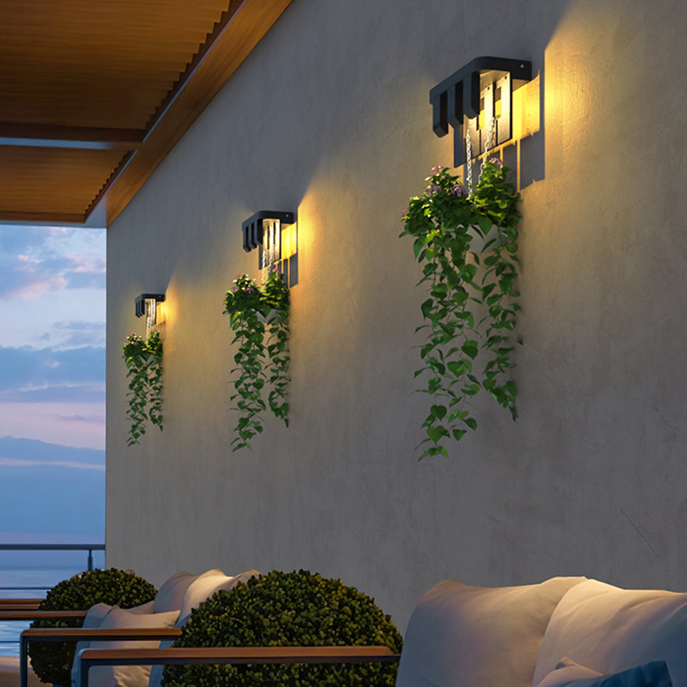 Ray Modern Minimallist Metal Solar Outdoor Garden/Yard Wall Lamp, Black - Neutral Decor