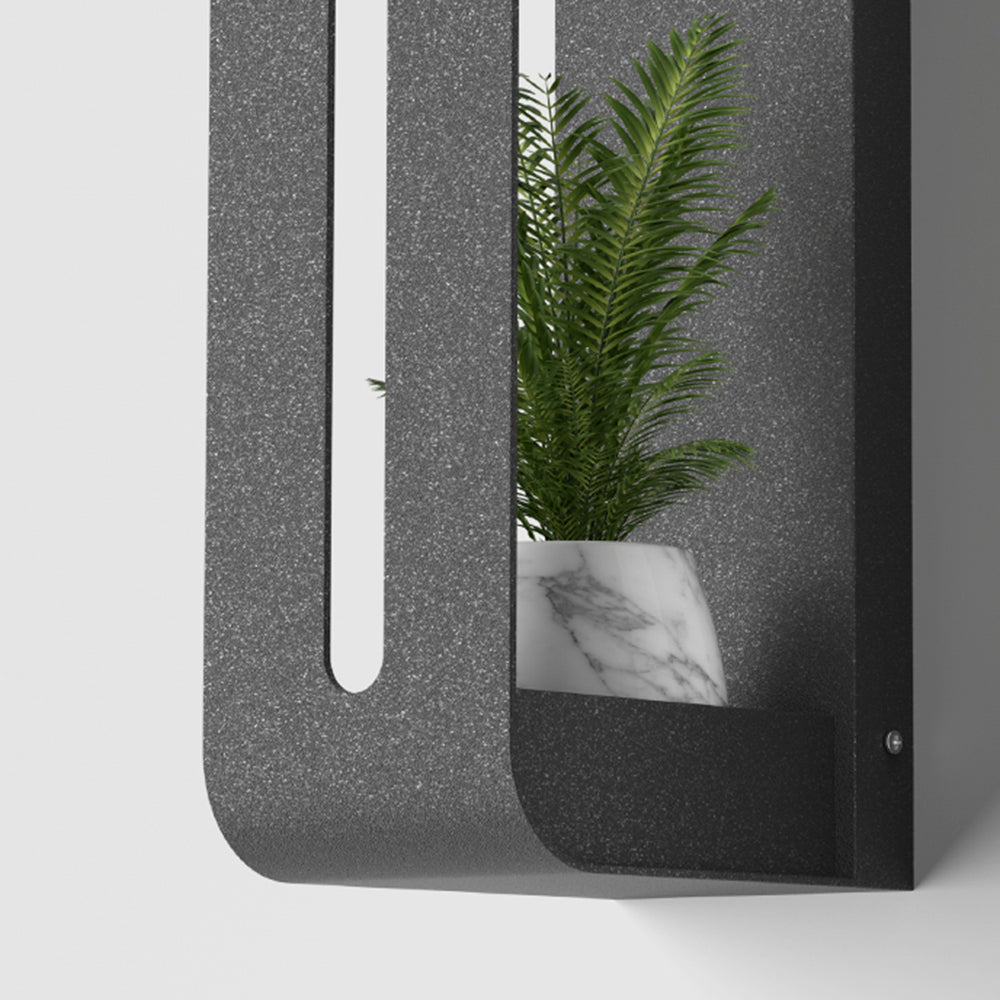 Ray Modern Rectangular Metal/Acrylic Solar Outdoor Plants Pot Holder Wall Lamp, Black - Neutral Decor