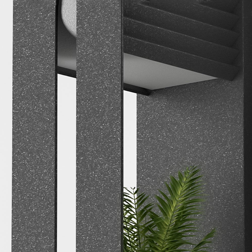 Ray Modern Rectangular Metal/Acrylic Solar Outdoor Plants Pot Holder Wall Lamp, Black - Neutral Decor