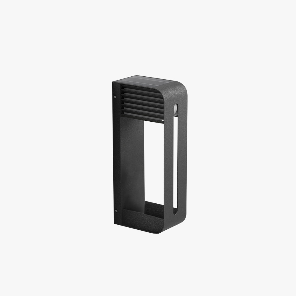 Ray Modern Rectangular Metal/Acrylic Solar Outdoor Plants Pot Holder Wall Lamp, Black - Neutral Decor