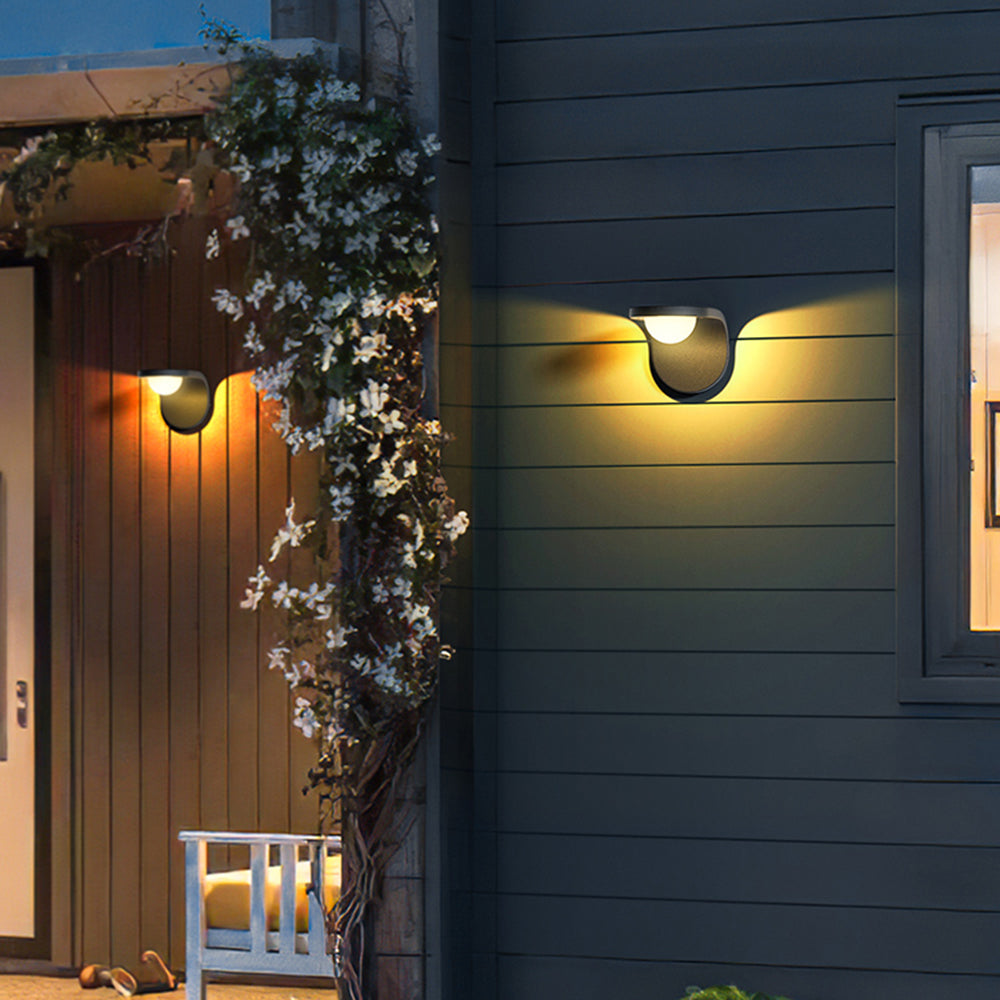 Ray Modern Arc Metal/Acrylic Solar Waterproof Adjustable Outdoor Wall Lamp, Black - Neutral Decor