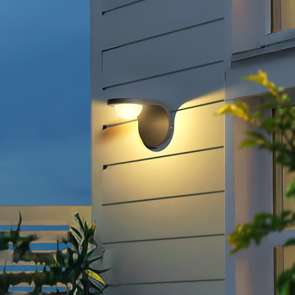 Ray Modern Arc Metal/Acrylic Solar Waterproof Adjustable Outdoor Wall Lamp, Black - Neutral Decor