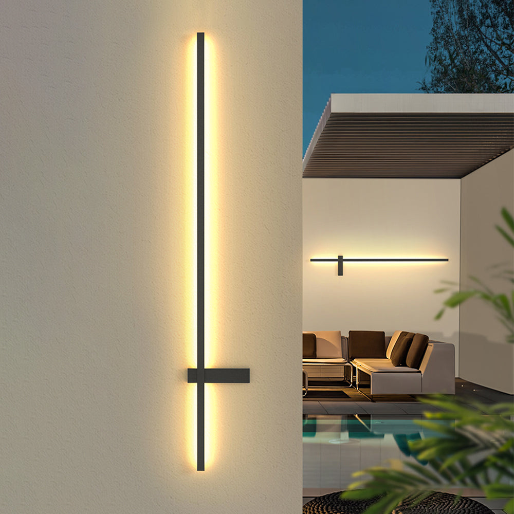 Ray Minimalist Duo-Linear Outdoor Wall Lamp, Black - Neutral Decor