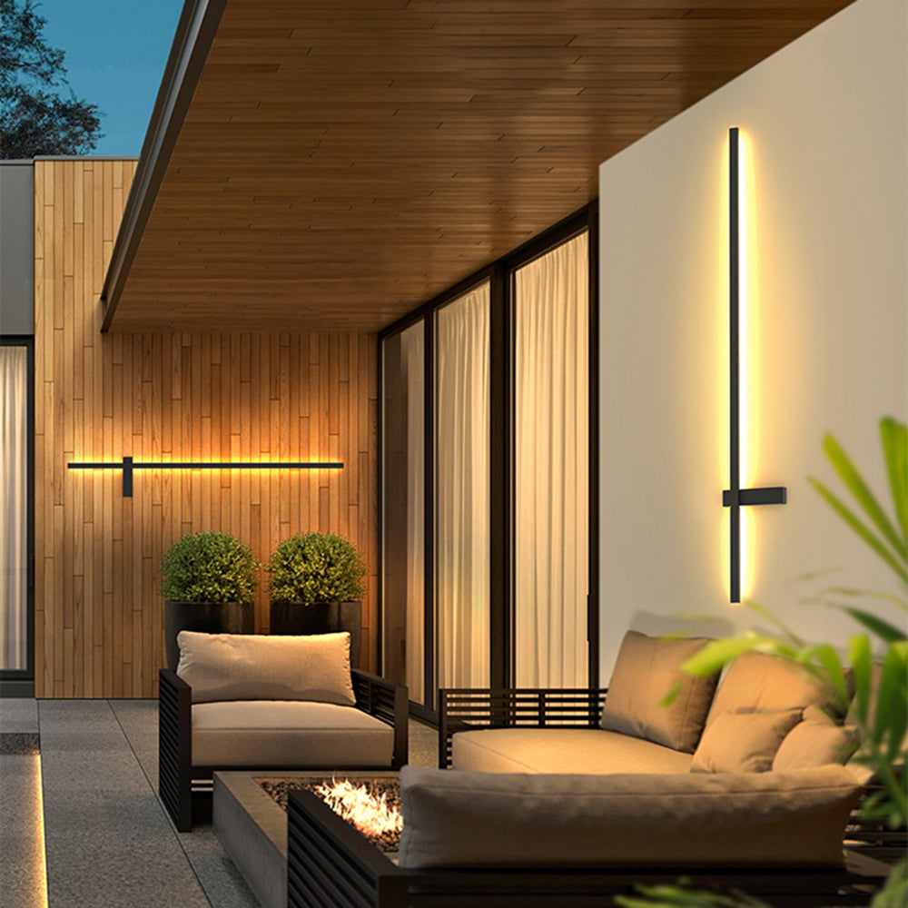 Ray Minimalist Duo-Linear Outdoor Wall Lamp, Black - Neutral Decor