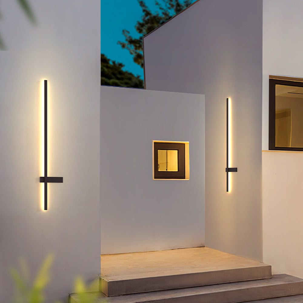 Ray Minimalist Duo-Linear Outdoor Wall Lamp, Black - Neutral Decor