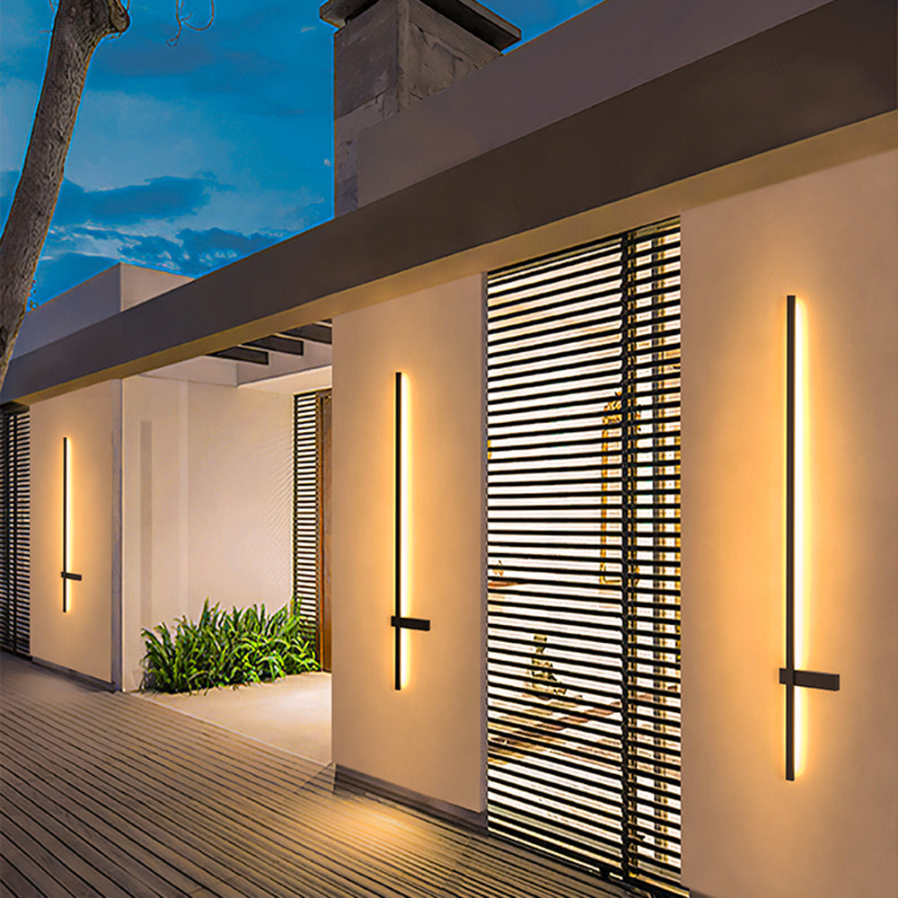 Ray Minimalist Duo-Linear Outdoor Wall Lamp, Black - Neutral Decor