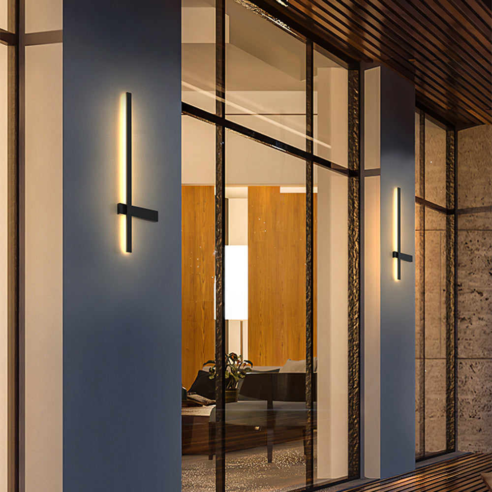 Ray Minimalist Duo-Linear Outdoor Wall Lamp, Black - Neutral Decor