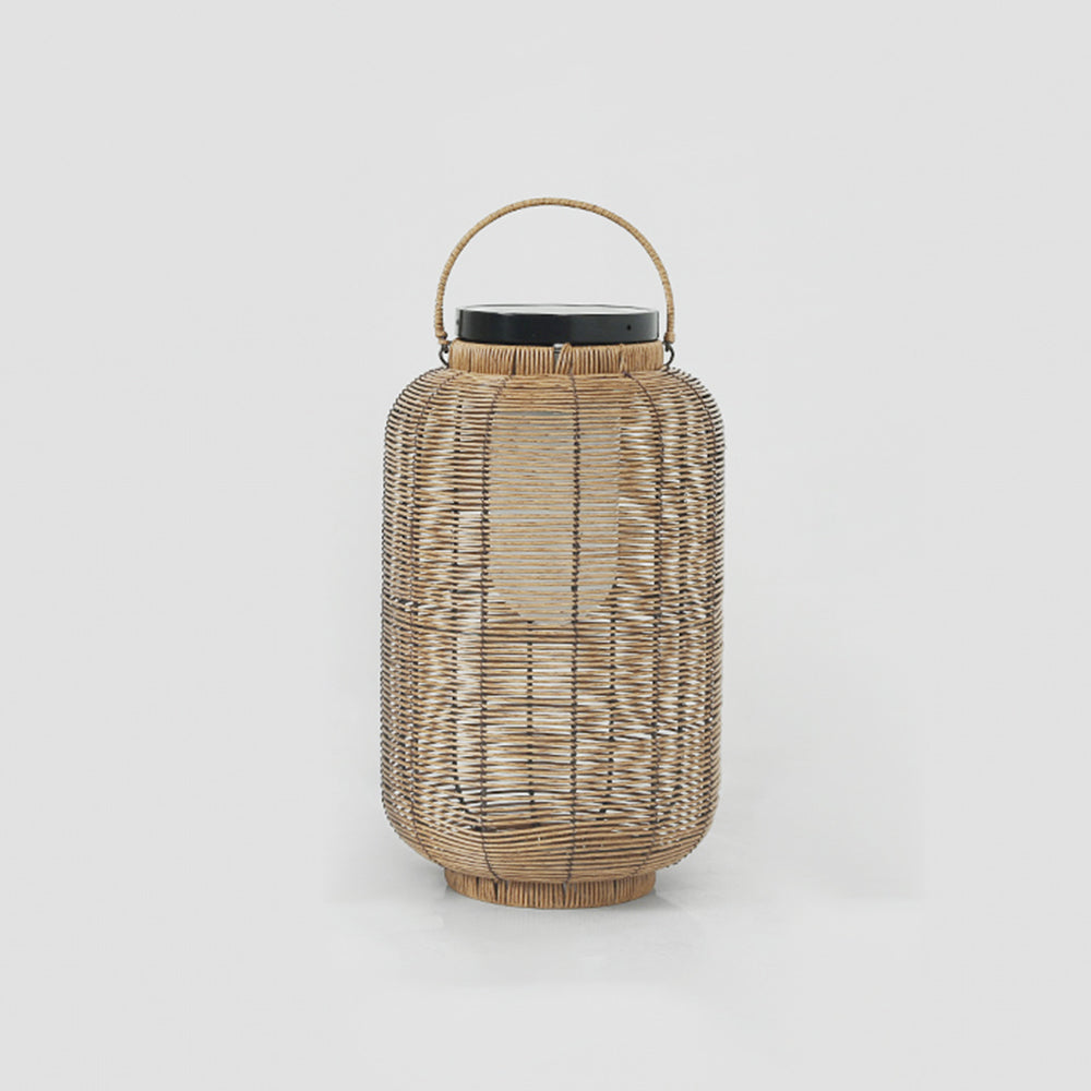 Ray Retro Lantern Metal/Rattan Floor Lamp, Wood Color - Neutral Decor
