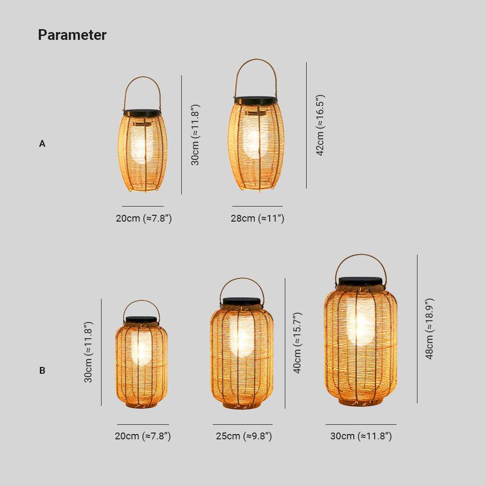 Ray Retro Lantern Metal/Rattan Floor Lamp, Wood Color - Neutral Decor
