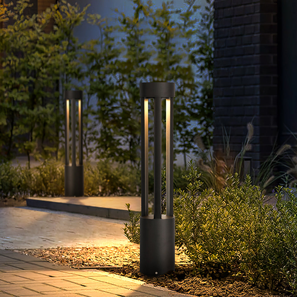 Ray Modern Cylindrical Hollow Outdoor Path Light, Black - Neutral Decor
