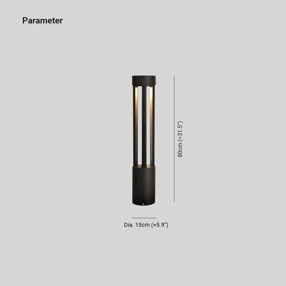 Ray Modern Cylindrical Hollow Outdoor Path Light, Black - Neutral Decor