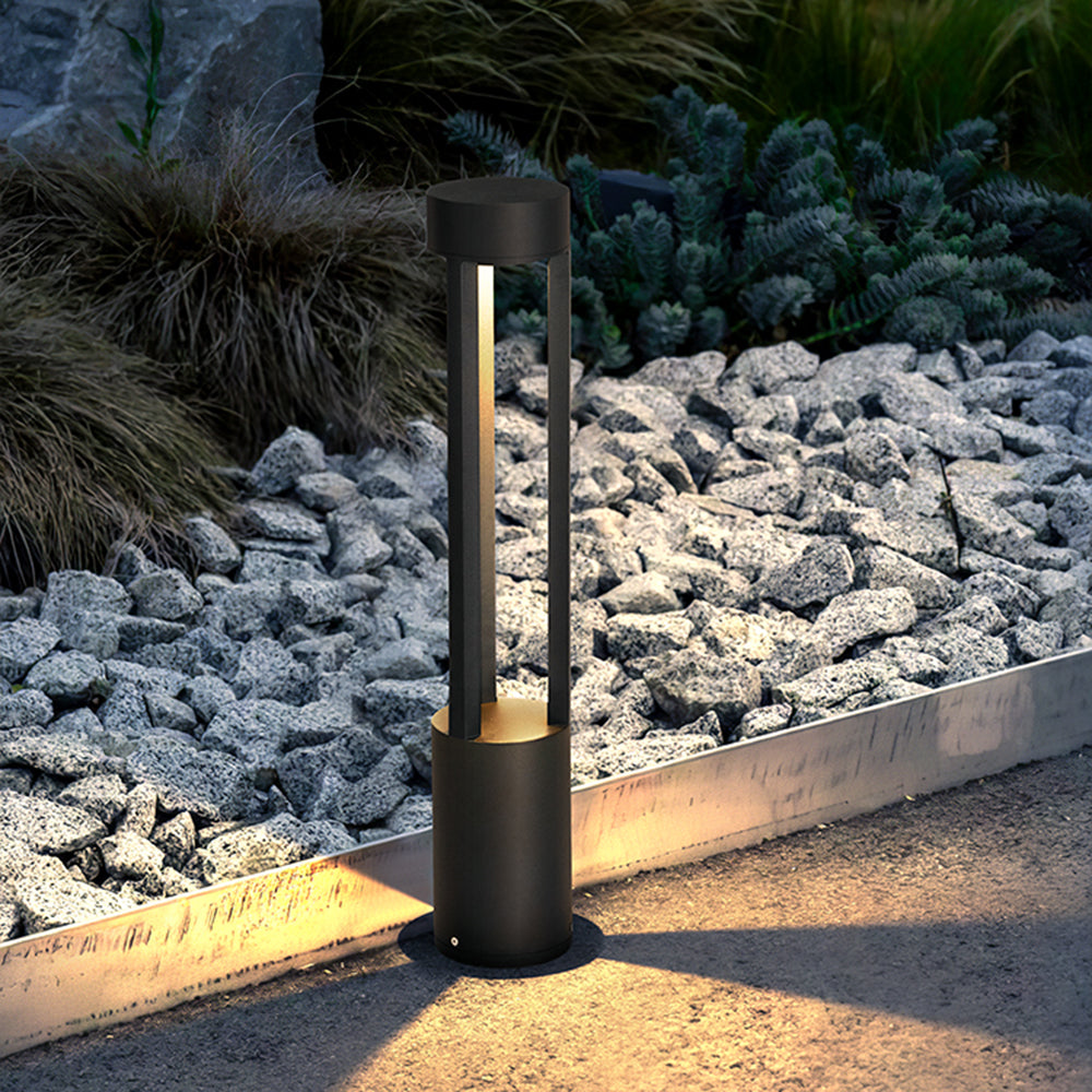 Ray Modern Cylindrical Hollow Outdoor Path Light, Black - Neutral Decor