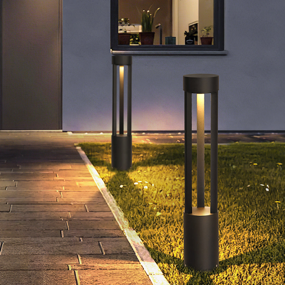Ray Modern Cylindrical Hollow Outdoor Path Light, Black - Neutral Decor