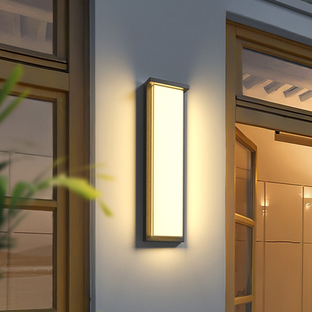 Ray Modern Minimalist Rectangular Metal Outdoor Wall Lamp, Black - Neutral Decor