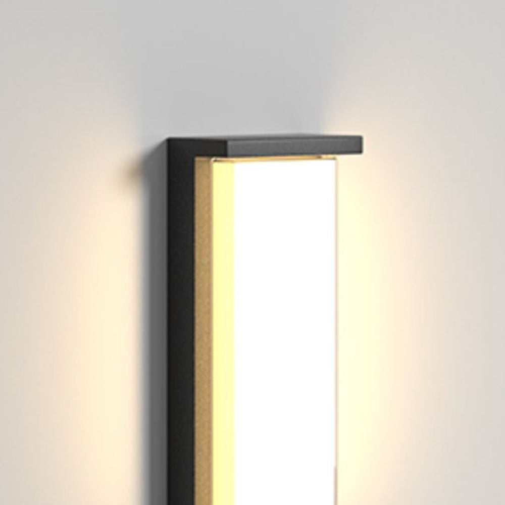 Ray Modern Minimalist Rectangular Metal Outdoor Wall Lamp, Black - Neutral Decor