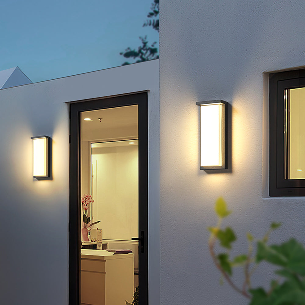 Ray Modern Minimalist Rectangular Metal Outdoor Wall Lamp, Black - Neutral Decor