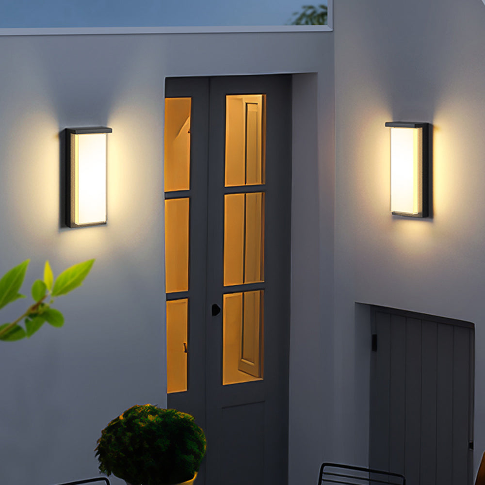 Ray Modern Minimalist Rectangular Metal Outdoor Wall Lamp, Black - Neutral Decor