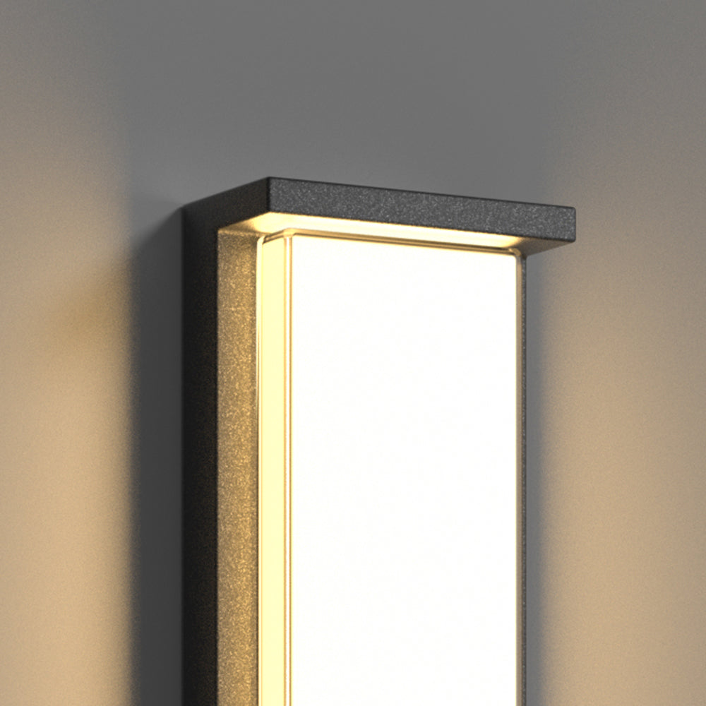 Ray Modern Minimalist Rectangular Metal Outdoor Wall Lamp, Black - Neutral Decor