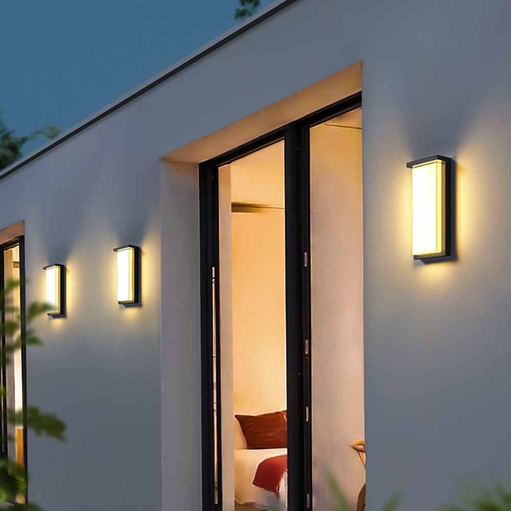 Ray Modern Minimalist Rectangular Metal Outdoor Wall Lamp, Black - Neutral Decor