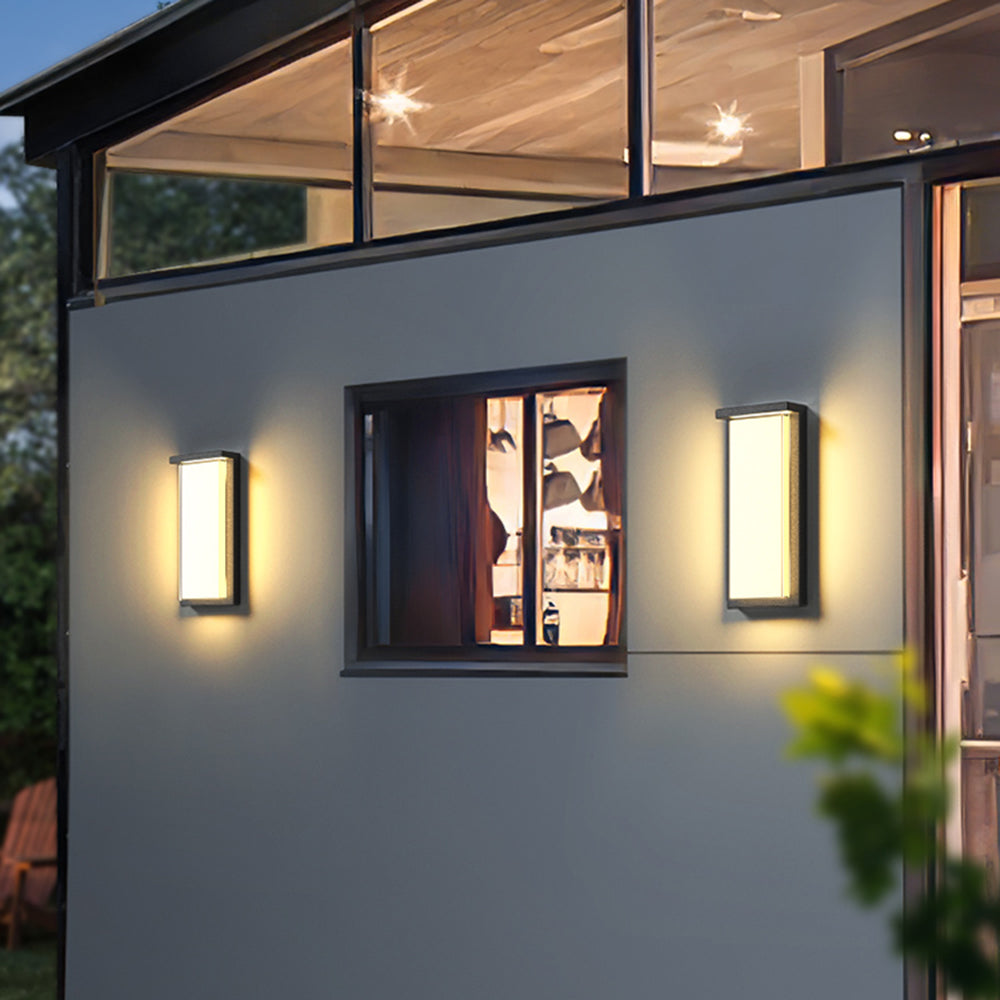 Ray Modern Minimalist Rectangular Metal Outdoor Wall Lamp, Black - Neutral Decor