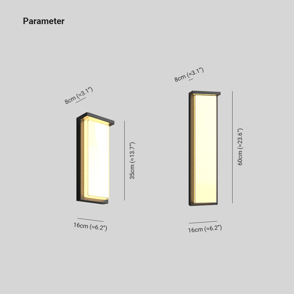 Ray Modern Minimalist Rectangular Metal Outdoor Wall Lamp, Black - Neutral Decor