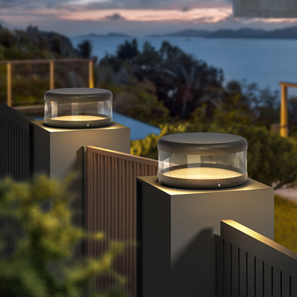 Ray Modern Cylinder Metal Solar Lamp Outdoor, Warm Light - Neutral Decor