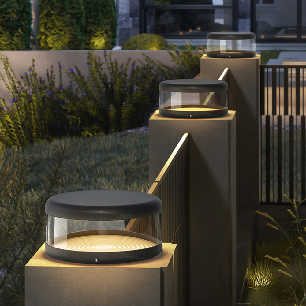 Ray Modern Cylinder Metal Solar Lamp Outdoor, Warm Light - Neutral Decor