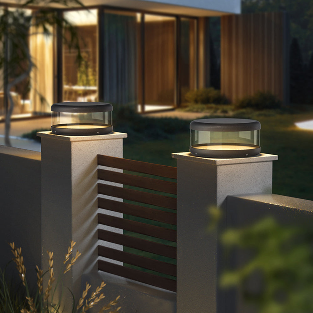 Ray Modern Cylinder Metal Solar Lamp Outdoor, Warm Light - Neutral Decor