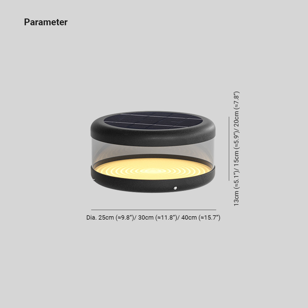 Ray Modern Cylinder Metal Solar Lamp Outdoor, Warm Light - Neutral Decor