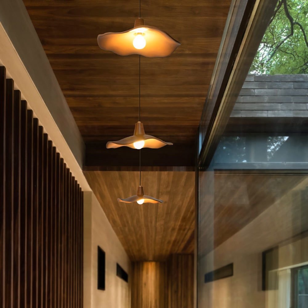 Arisha Pendant Light Wave Retro, Mahogany/Resin, Dining Room - Neutral Decor