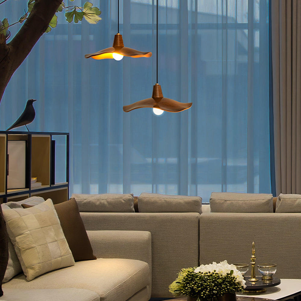 Arisha Pendant Light Wave Retro, Mahogany/Resin, Dining Room - Neutral Decor