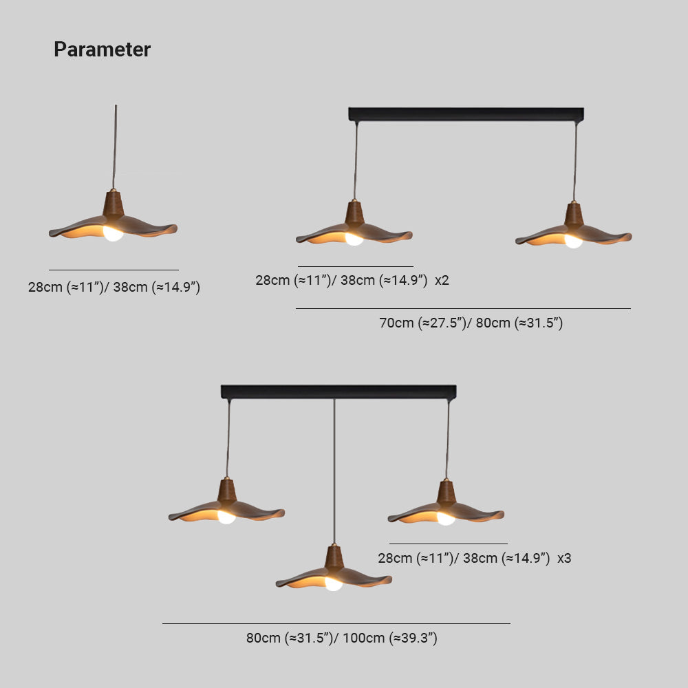 Arisha Pendant Light Wave Retro, Mahogany/Resin, Dining Room - Neutral Decor