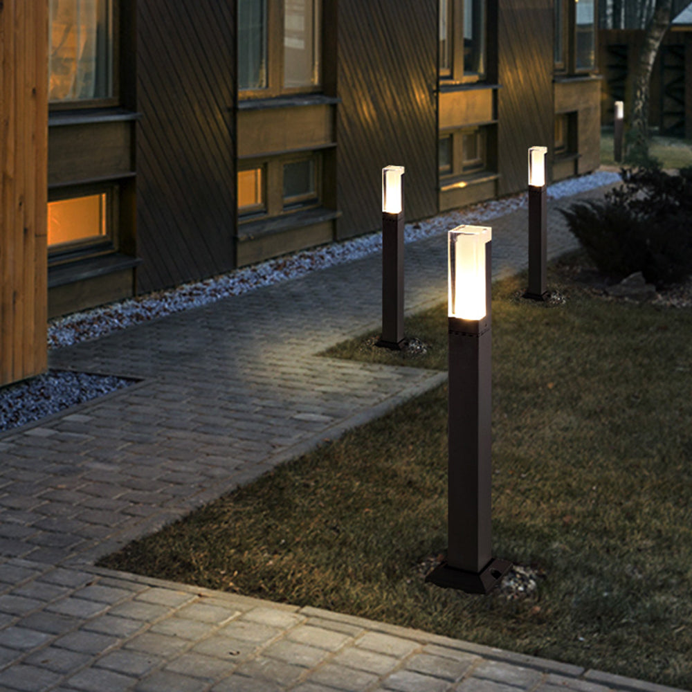 Ray Modern Rectangular Column Solar Outdoor Path Light, Black - Neutral Decor